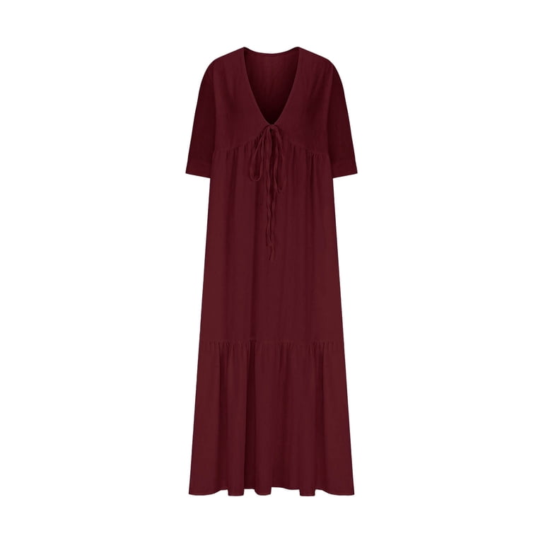 chinese dress ladies Blue Viscose Midi Dress - Minimalist Short Sleeve Dress main image 1