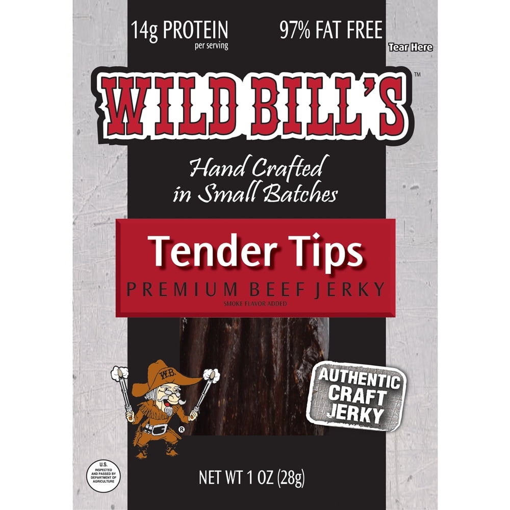 Wild Bill’s 1oz Original Tender Tips Beef Jerky Black Organza 12-Piece Gift Bag