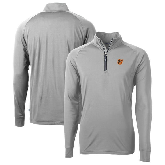 Men's Cutter & Buck Gray Baltimore Orioles Big & Tall Adapt Eco Knit Stretch Recycled Quarter-Zip Pullover Top