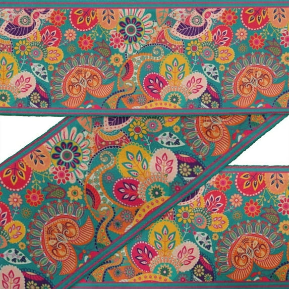 IBA Indianbeautifulart Black Leaves & Floral Clip Art Fabric Lace Dressmaking Velvet Trim Tape Printed Sewing Lace 9 Yards 4 Inches