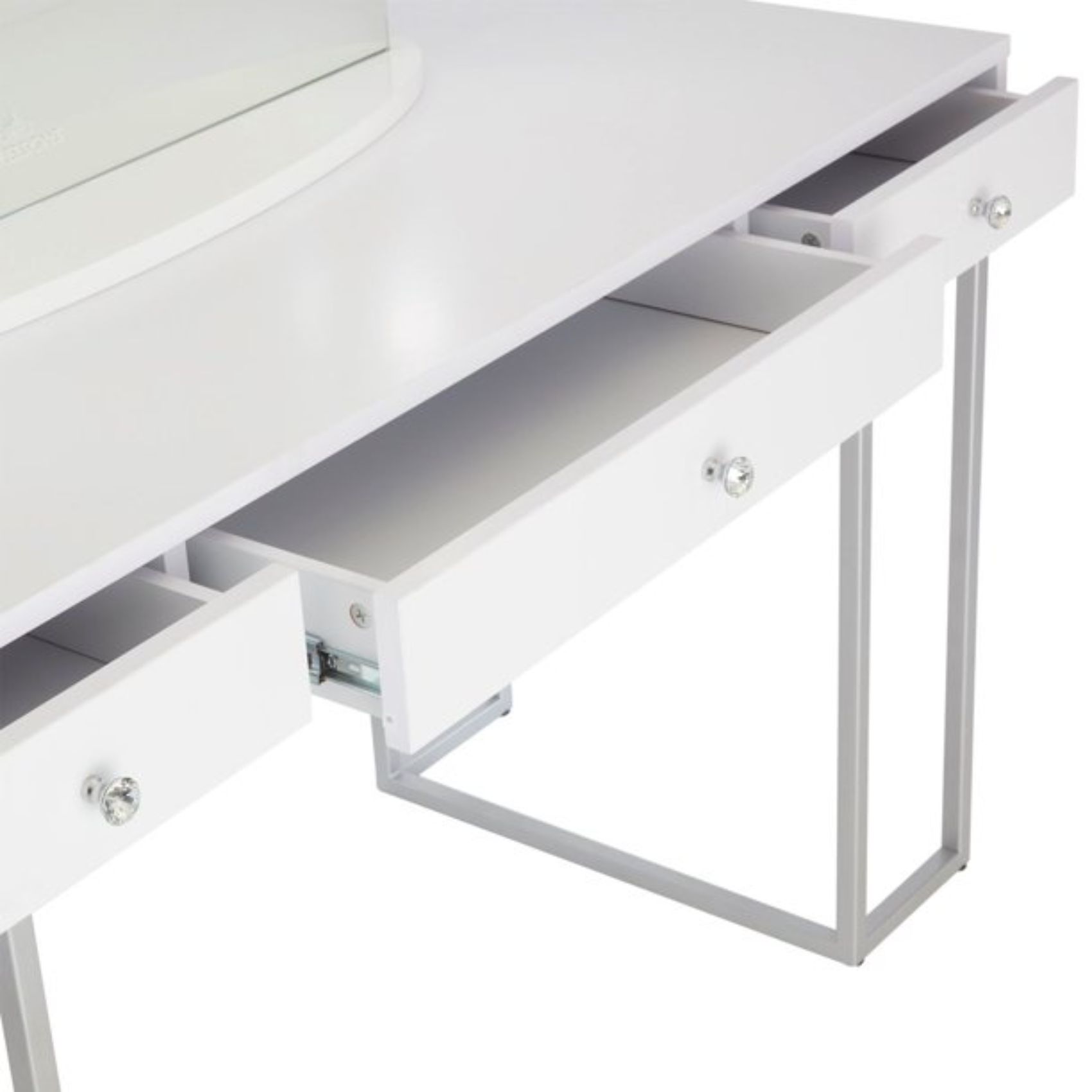 Impressions Vanity Premium Makeup Desk, Celeste Modern Table with 3 Drawers and Crystal Knobs, Perfect for Bedroom Decore (White) - image 4 of 6
