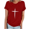 thumbnail image 2 of Fiudx Liquidación de Ahorros de Verano Camiseta Informal de Manga Corta con Cuello Redondo Estampada para Mujer, 2 of 4