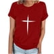 thumbnail image 1 of Camiseta Casual de Manga Corta de Cuello Redondo Impresa para las Mujeres, 95% Poliéster 5% Spandex Vintage Top Ligero para Diario, Fiesta Y Primavera Verano, 1 of 4