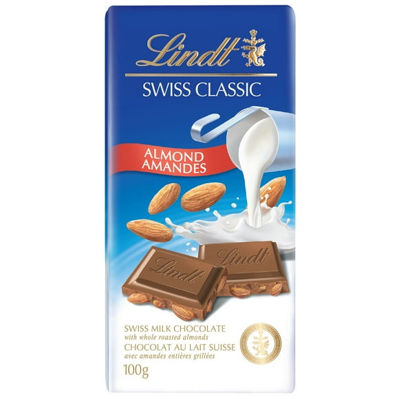 Chocolat au lait avec amandes Lindt SWISS&nbsp;CLASSIC&nbsp;– Barre (100&nbsp;g) 100 g