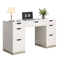 thumbnail image 4 of DreamCurship 55 inch White Desk with 7 Drawers, Computer Desk with Storage, Executive Office Desk for Work Study Writing, White, 4 of 6