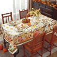 thumbnail image 2 of Fall Pumpkin Table Cloth Rectangle 60x60 Inches (Harvest Pumpkin Pattern Spillproof, Wrinkle Free Tablecloths, Fabric Table Cover for Thanksgiving Autumn Dinner Banquet Party Decoration), 2 of 7