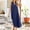 Blue, variant on Dolkfu Cotton Blend Women Clothing Refined Blue V-Neck Sleeveless Long-Length Shift Dresses Solid Side Split Modern Relaxed Fit Dresses Blue,M