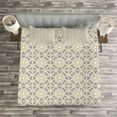 thumbnail image 3 of Ambesonne Geometric Quilted Bedspread Set 3 Pcs, Moroccan Floral Art, Queen Size, Taupe Pale Yellow, 3 of 3