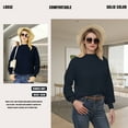 thumbnail image 6 of VENUZOR Women's Puffy Sleeve Mock Neck Pullover Knit Oversized Solid Color Sweater Tops, 6 of 7