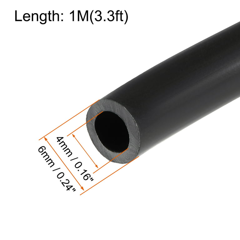 Fuel Line Hose 4mm ID 6mm(1/4-inch) OD 3.3ft Oil Line & Fuel Pipe Rubber  Water Hose, Black