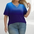 thumbnail image 2 of TQWQT Womens Plus Size Tops 4x-5x Sexy V Neck Criss Cross Tshirts Gradient Graphic Tees Short Sleeve Tee Shirt Tops Large Casual Summer Clothes 2XL, 2 of 6