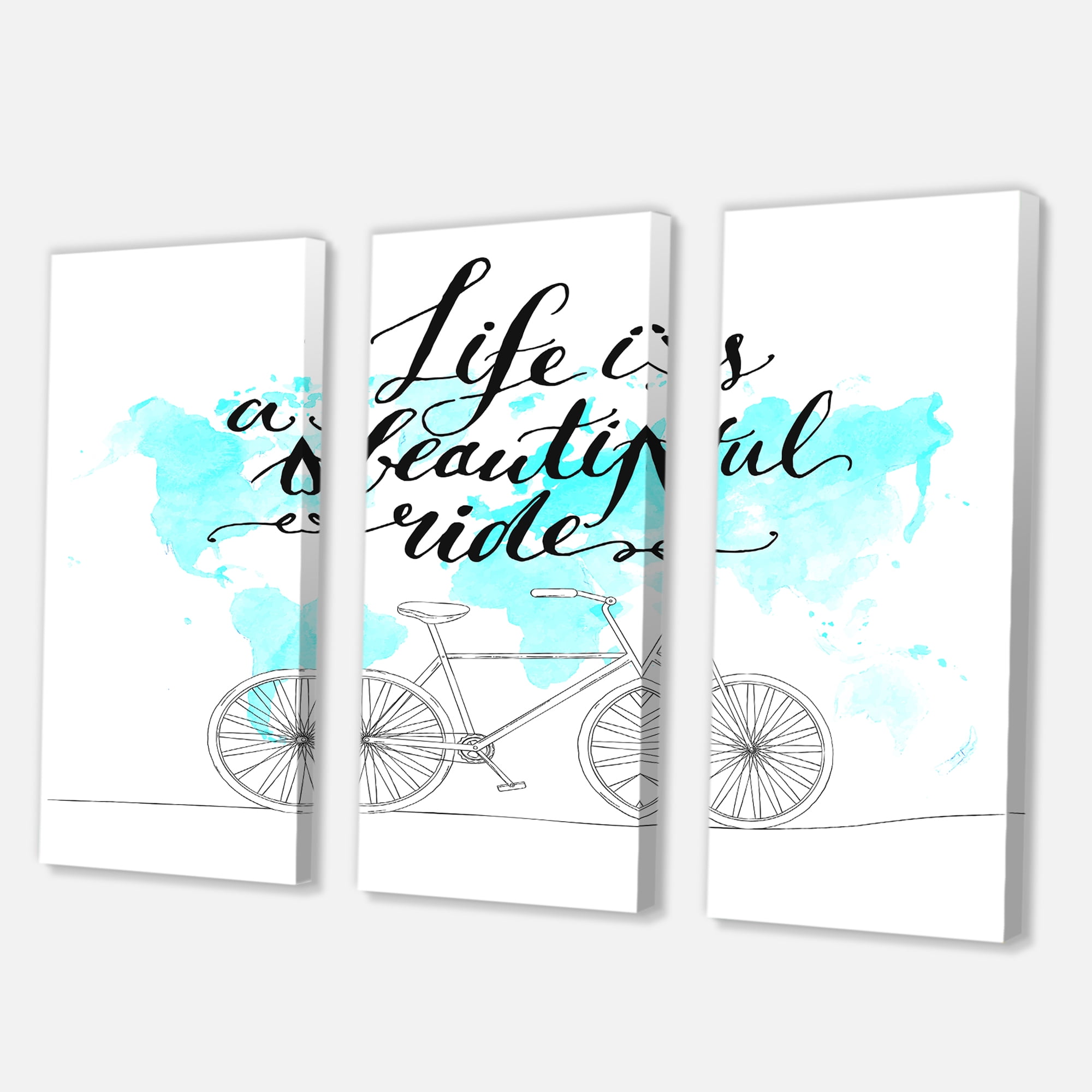 Designart ' Life Is A Beautiful Ride With Bicycle ' Traditional Canvas Wall Art Print