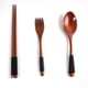 thumbnail image 5 of Zhuge juegos de cubiertos de madera, tenedor y cuchara de madera, palillos, vajilla reutilizable, juego de cubiertos, utensilios de viaje, cubiertos de línea atada, azul, 5 of 5