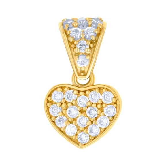 10k Yellow Gold Womens Cubic Zirconia Love Heart Charm Pendant Necklace 13.9x8.2mm Wide Pendant for Women
