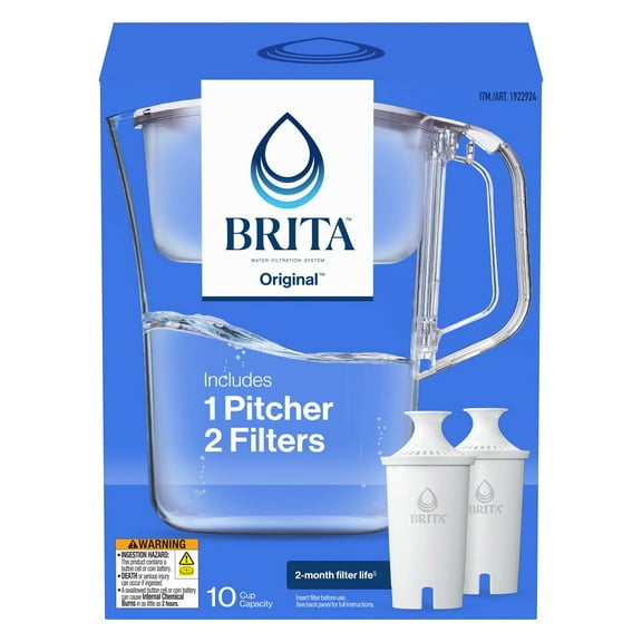Brita Champlain Water Filter Pitcher, 10 Cup with 2 Filters