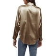 thumbnail image 2 of Fangasis Ladies Tops Long Sleeve Blouse Button Down Shirts Women Elegant Tunic Shirt Single Breasted Holiday Deep Khaki 2XL, 2 of 3