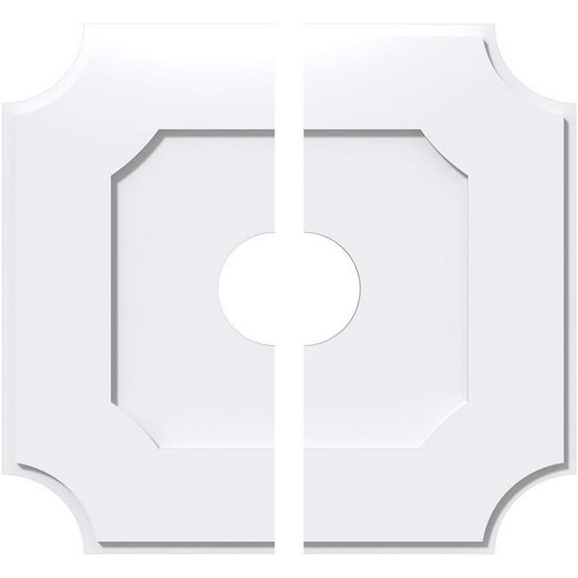 Ekena Millwork CMP28LE2-06000 28 Pouces OD x 6 Pouces ID Carré Locke Architectural Grade Médaillon de Plafond Contemporain PVC - 2 Pièces