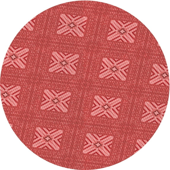 Ahgly Company Indoor Round Patterned Ferrari Red Area Rugs, 8' Round