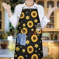 thumbnail image 6 of Black Sunflower Daffodil Pattern Apron-Garden Aprons for Women with Pockets-Cotton Linen Waterproof Kitchen Cooking Gardening Aprons Adjustable for Kitchen,Cooking,BBQ and Salon 33x27 Inch, 6 of 7