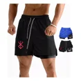 thumbnail image 1 of 2pcs Gimnasio Short Con Licra Deportiva 2 En 1 Hombre Correr, 1 of 8