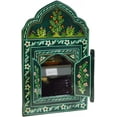 thumbnail image 3 of Moroccan Wall Mirror with Doors Hand Painted Arabesque Handmade Small Green, 3 of 3