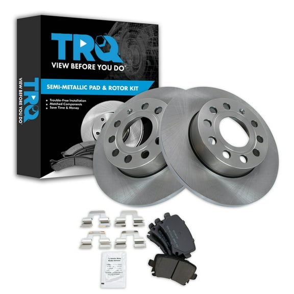TRQ Rear Brake Pad & Rotor Kit Brake Pads Brake Rotor Semi-Metallic Fits Select 2008-2010 Audi A3 A3 Quattro 2010 Volkswagen Golf 2005-2010 Jetta 2006-2009 Rabbit