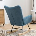 thumbnail image 3 of Rocking Chair Nursery, Modern Upholstered Glider Rocker with Wingback and Pocket, Rocking Accent Chairs Glider Recliner with Solid Wood Base for Living Room Nursery Bedroom Balcony, Blue, 3 of 9
