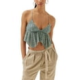 thumbnail image 2 of KelaJuan Women Lace Camisoles Summer Spaghetti Straps Tie-Up V-Neck Sleeveless Sling Tank Crop Tops, 2 of 6