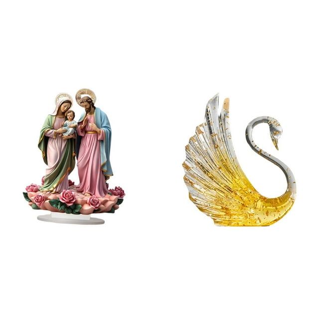 Letrero de mesa,Decoración de escritorio acrílica Rincón festivo Decoración del hogar,Decoración de fiesta Adorno de escritorio Chimenea,estatua de resina de cisne,Figura de