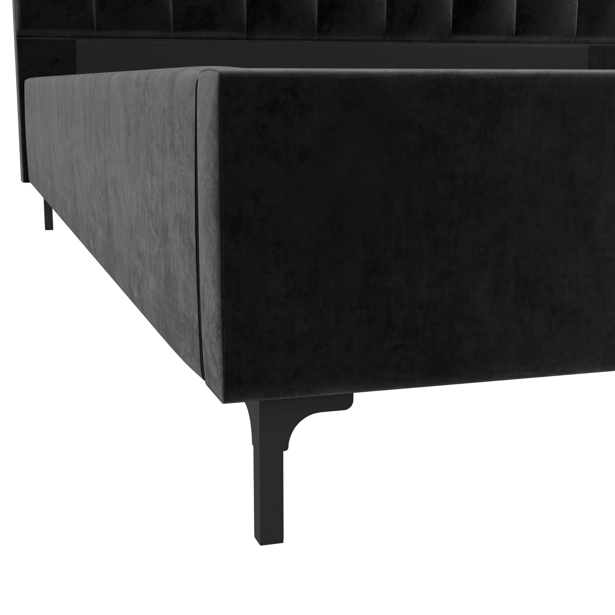 DHP Callie Upholstered Platform Bed, Queen, Black Velvet