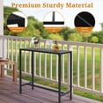 thumbnail image 3 of Hassch Bar Table, 39.4" Iron Patio Pub Table with Slatted Top, Adjustable Feet for Stability, Easy Assembly for Outdoor Garden, Balcony, Poolside or Living Room (Black), 3 of 9
