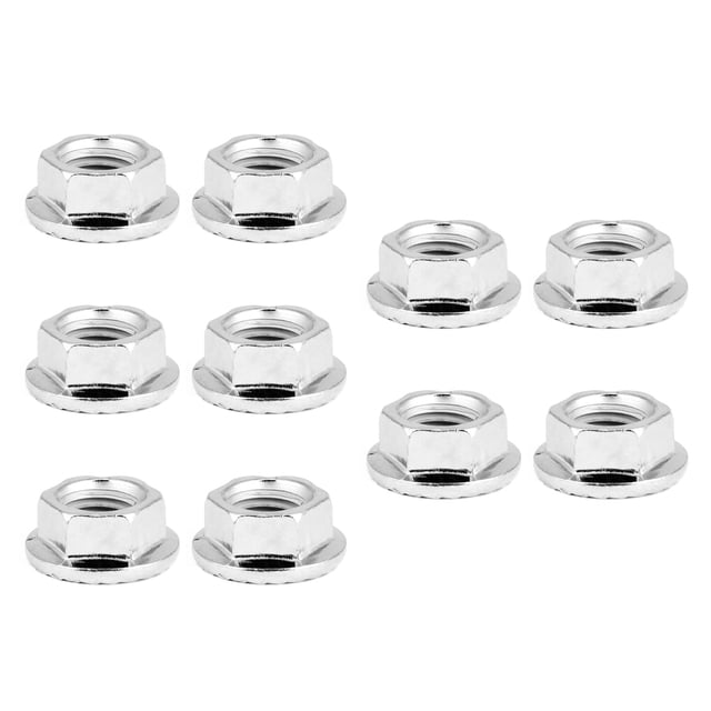 Equipment M10x1 Exhaust Flat Nut,,10Pcs Fine Thread Hex Hexagonal Nut Flange Nuts Fastener With Pad