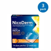 (3 pack) (3 Pack) NicoDerm CQ Nicotine Patch, Clear, Step 2 to Quit Smoking, 14mg, 14 Count
