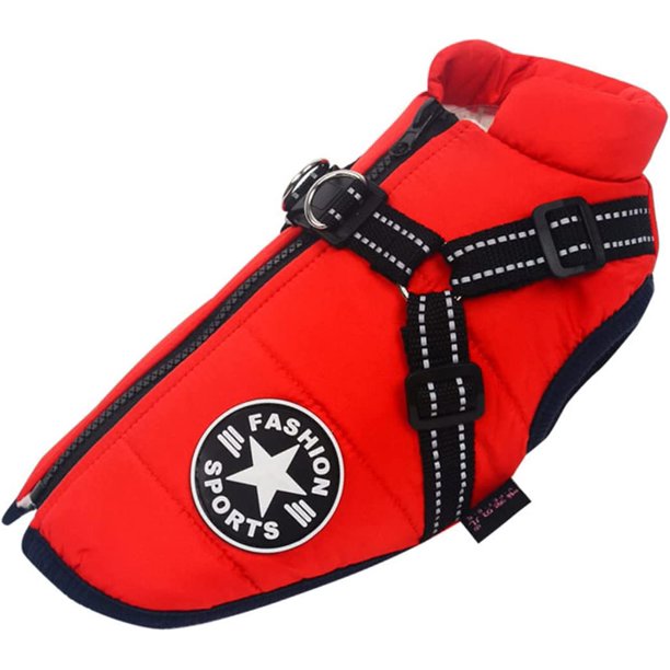 Abrigo de invierno para perros, impermeable, cálido, con cordón en la cintura, ropa para mascotas, chaqueta, chaleco para perros, chaleco reflectante, chaqueta de plumón (rojo, XL) Kuyhfg Bienvenido a Kuyhfg