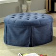 thumbnail image 1 of Furniture of America Amalie Transitional Rond Pouf de Rangement en Bleu, 1 of 2