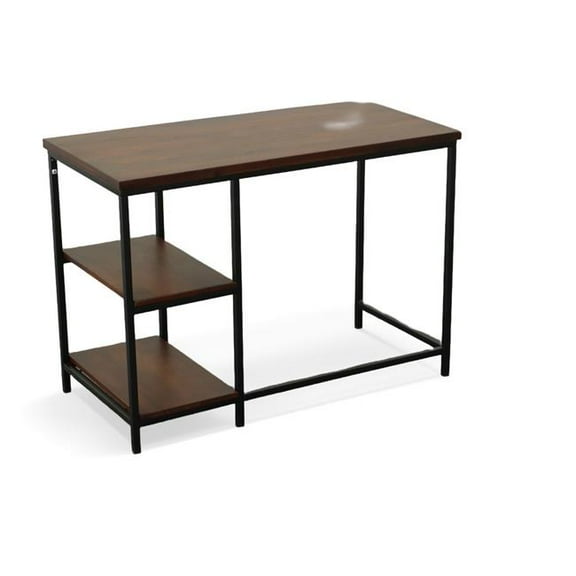 HomeRoots 516425 42 in. Chestnut & Black Solid Wood & Metal Computer Desk