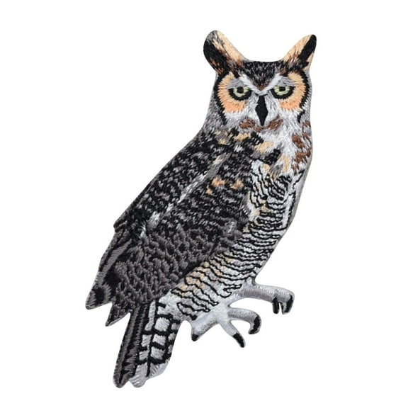 Great Horned Owl - Tiger Stripe - Bird - Iron On Applique/Embroidered Patch