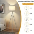 thumbnail image 3 of Tripod Floor Lamp , 61"Tall Floor Lamps, Standing Lamp with Rotary , Modern Floor Lamp Simple Design with White Shade, Floor Lamps for  Room, , Office, Without Bulb, 3 of 7