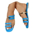 thumbnail image 3 of IUJSOY Slippers for Women Square Open Toe Sandals Slip on Slides Shoes Summer Beach Casual Flats, 3 of 6