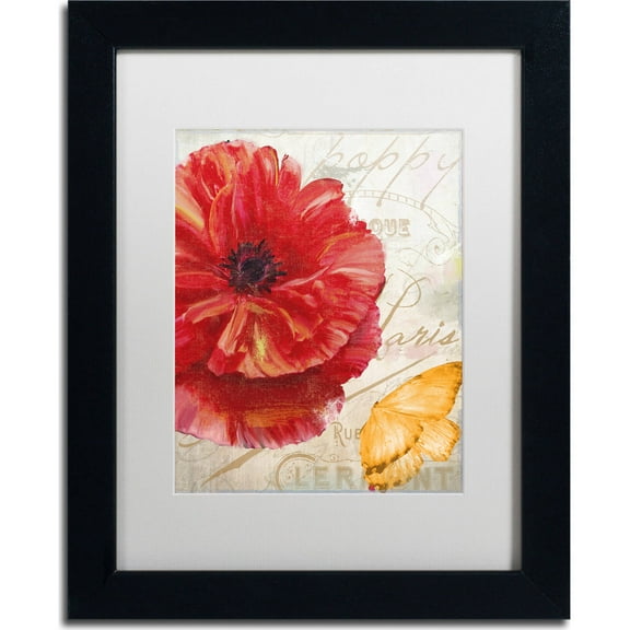 Trademark Fine Art "Red Poppy" Canvas Art by Color Bakery, White Matte, Black Frame
