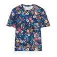 thumbnail image 3 of Mujeres Pantalones Cortos de Verano Ocio Flor Impresión Cuello Redondo, Top de Manga Corta Casual Y Blusa para la Primavera, la Fiesta Y el Uso Diario, 3 of 4