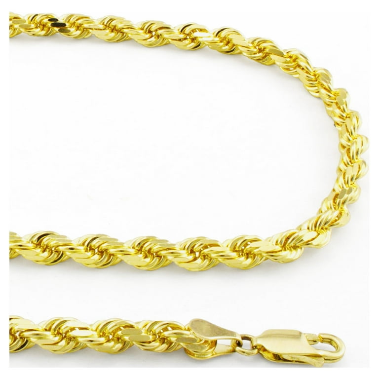 14K Yellow Gold Solid Diamond Cut Rope Chain | LoveBling 5mm / 24 / No