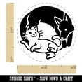 thumbnail image 2 of Dog and Cat Chasing in a Circle Self-Inking Rubber Stamp Ink Stamper - Lime Green Ink - Mini 1/2 Inch, 2 of 7
