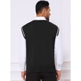 thumbnail image 3 of DARING DIVA Men's Solid Color V-Neck Sleeveless Cable Knitted Sweater Vest M Black, 3 of 7