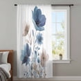 thumbnail image 4 of Navy Blue Floral Sheer Curtains 45 Inches Long, Watercolor Flowers Farmhouse Light Filering Curtains, Breathable Simi Curtain Privacy Drapes for Kitchen Bathroom Lightweight Small Window Treatment, 4 of 9
