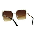 thumbnail image 4 of Womens Rhinestone Iced Out Rectangular Butterfly Metal Rim Sunglasses Gold Brown, 4 of 4