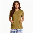 thumbnail image 5 of Domuza Women Post Surgery Shirts Comfy Adaptive Medical Short Sleeve Crew-Neck T Shirts Open Back Wear Sofy Solid Color Recovery Clothes with Pockets Khaki XL, 5 of 8