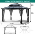 thumbnail image 2 of Luku Hardtop Gazebo with Polycarbonate Double Roof, Rust-Resistant Aluminum Frame, Curtains, Netting, All-Weather Sunshade Pavilion for Patio, Garden, Lawn, Outdoor Entertaining, 2 of 7