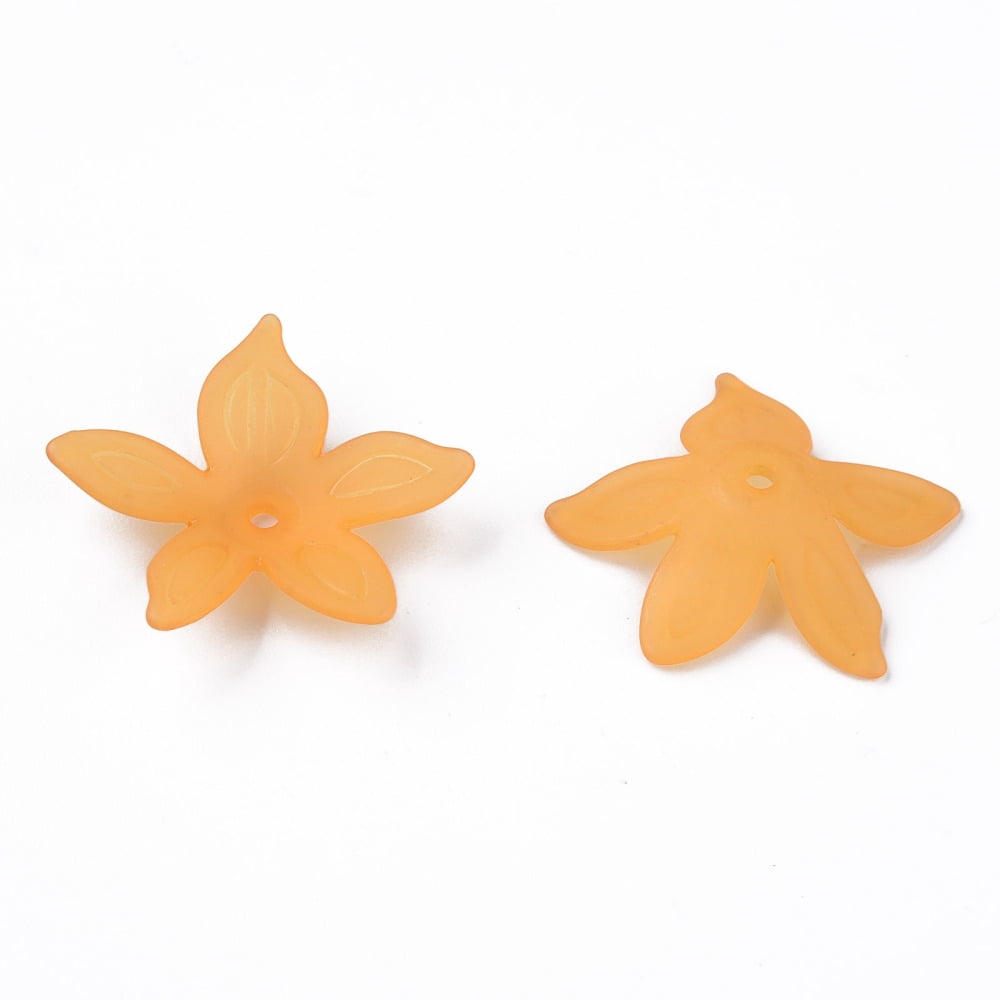 Transparent Acrylic Beads Frosted Flower Sandy Brown 26x27x6mm Hole: 1.8mm 980pcs/500g
