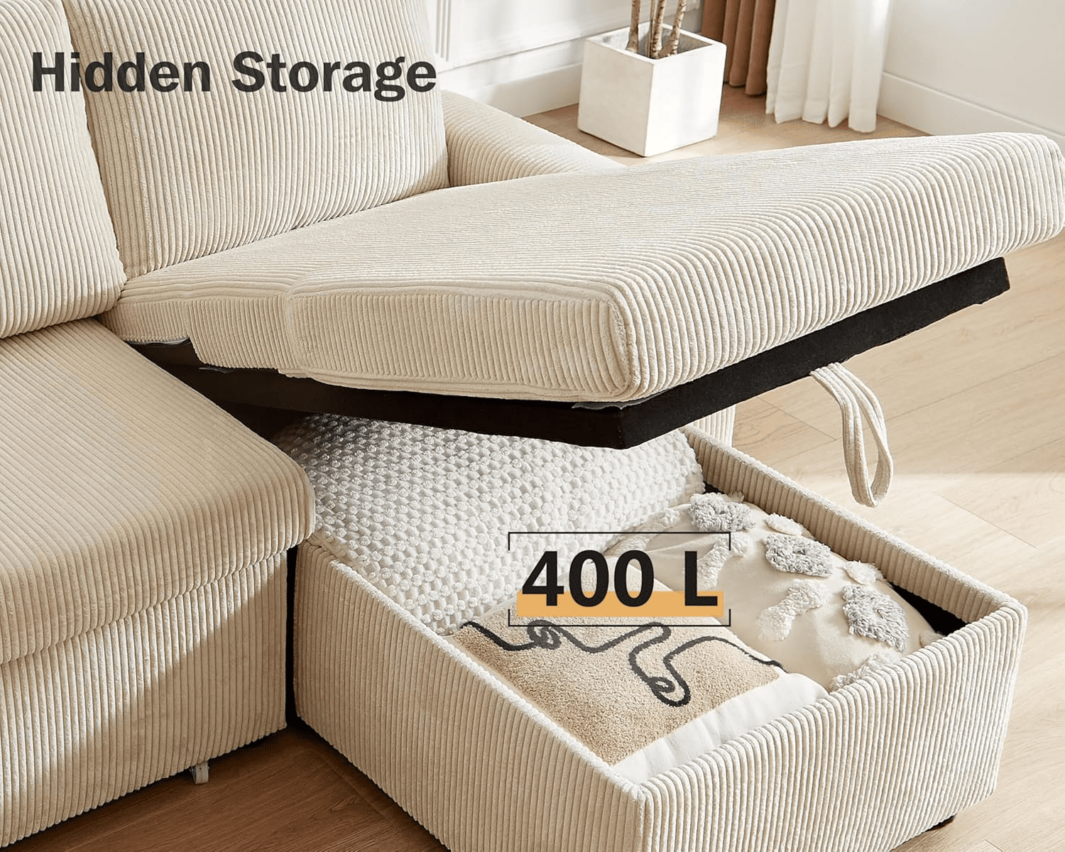 81"L-Shape Convertible Sleeper Sectional Sofa with Storage Chaise and Pull-Out Bed,Reversible Corner 3 Person Couch, for Living Room, Apartment,USB Ports